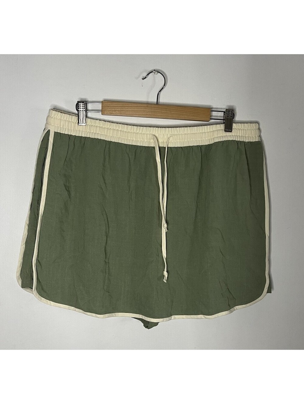 Colorblock Minimalist Linen Rayon Blend Skort Drawstring Pockets Women’s Size 2X